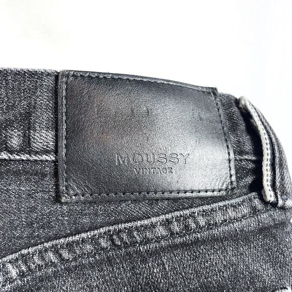 Moussy Howa Jeans Washed Black Mid-Rise Raw Hem Ankle Whiskering Sz 30 - Picture 10 of 11